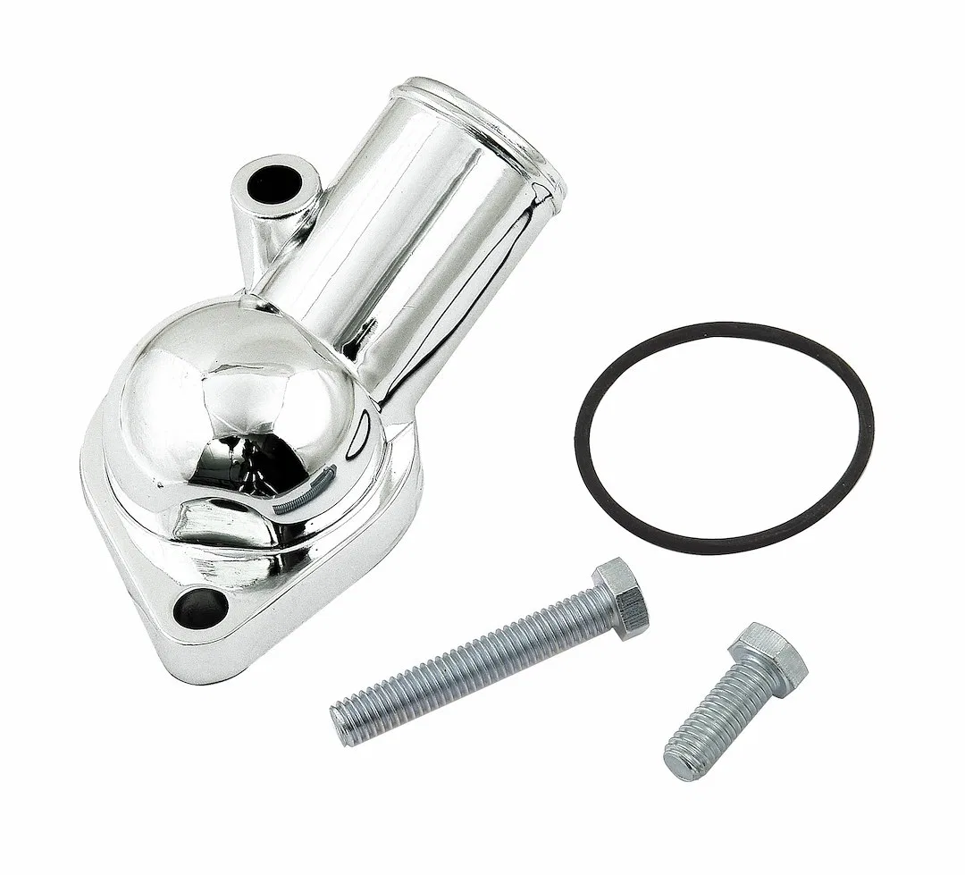 2661 – MR GASKET Thermostat Housing, 45 Degree Neck Aluminum O-Ring Seal Type Silver